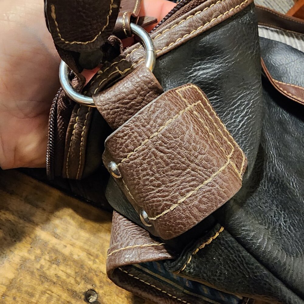 Black and Brown Leather Handbag, Cute Purse, - Picture 5 of 8